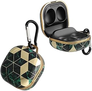 kwmobile Case Compatible with Samsung Galaxy Buds 2 Pro/Buds 2 / Buds Live - Case for Earbuds - Mixed Marble Black/Gold/Green