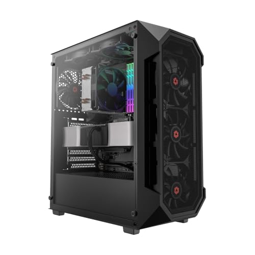 Image of Rosewill ATX Mid Tower Gaming Computer PC Case, Tempered Glass, Built-in 4 x 120mm PWM Fans, Front Airflow Mesh, Up to 6 x120mm Fans, 340mm GPU /VGA, 360mm AIO /Radiator, 160mm CPU Cooler - RWGC1