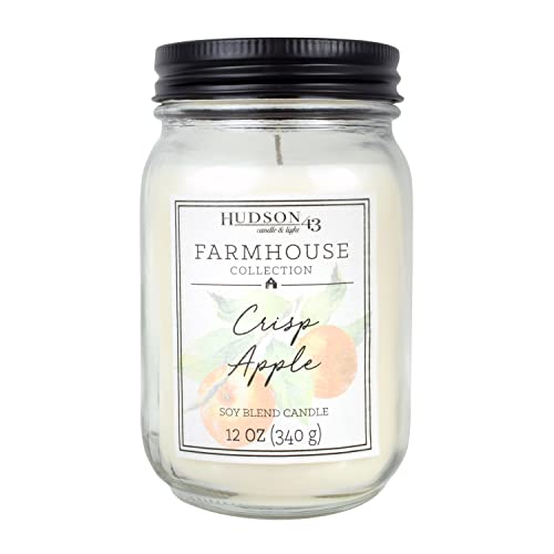 Mason Jar Candle Farmhouse Decor | Apple Scented Candles Single Wick With Soy Wax Blend | Long Lasting Aromatherapy Candle For Home Fragrance, Fall Candle Jar With Lid, 12 Oz #TOP4