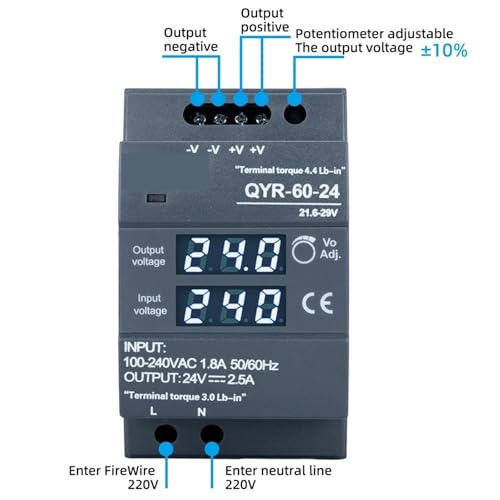 Alimentation rail DIN QYR-150W 12V avec affichage digital