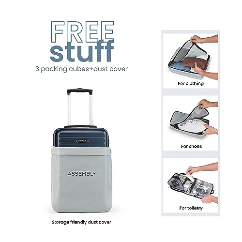 Image of Assembly Large Check in 28 Inches & Cabin Luggage 20 Inches Polycarbonate Set of 2 - Premium Hardsided Suitcase Trolley - Navy Blue