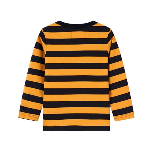 Image of LittleSpring Unisex Kids Long Sleeve Striped Tee Shirt Tagless Crew Neck Cotton T-Shirt