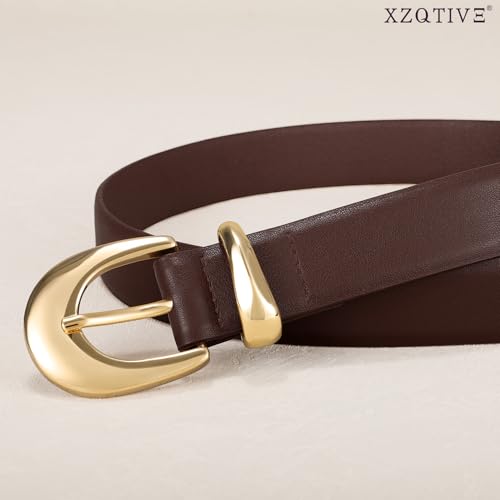 XZQTIVE Women PU Leather Belt for Jeans Pants Ladies Fashion Skinny belt with Gold Silver Buckle 5