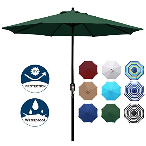 Blissun 9' Outdoor Aluminum Patio Umbrella, Striped Patio Umbrella, Market Striped Umbrella