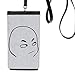Look Seriously Black Happy Pattern Phone Wallet Purse Hanging Mobile Pouch Black Pocket