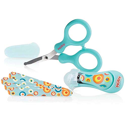 Nuby Baby Nail Care Grooming Set, Clipper, Scissors & Emery Boards