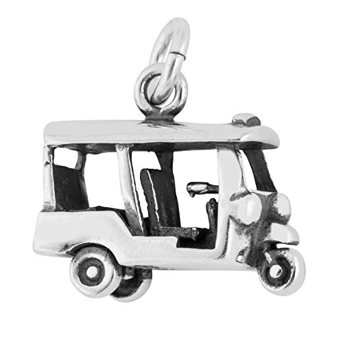 Sterling Silver 3D Tourist Taxi Tuk Tuk Auto Rickshaw Charm