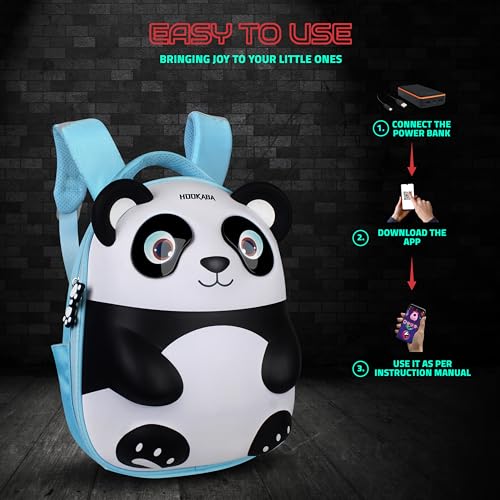 Image of GlowBuddy Panda LED Kids Blue Backpack (14L, 15 Inch) with Bluetooth App Control | 16x32 Pixel Custom Display | IPX5 Water Resistant | 7-8 Hr Battery | School & Travel Bag for Kids Up to 8 Years