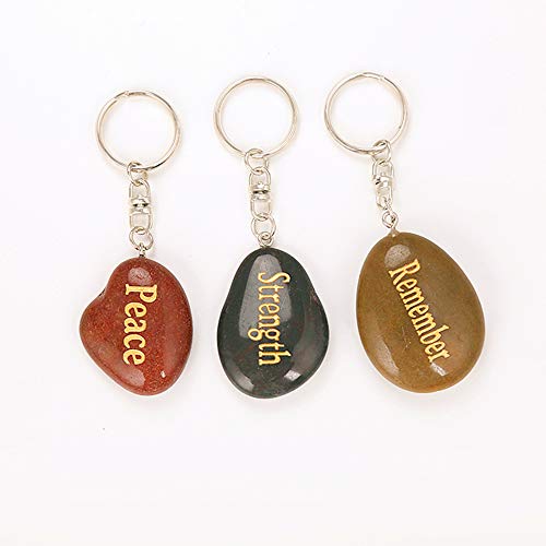 Rockimpact 12Pcs Engraved Inspirational Keychains, Natural River Stone Key Rings, Wholesale Faith Rocks, Novelty Healing Stone Key Chain Bulk, Assorted Sayings #TOP4