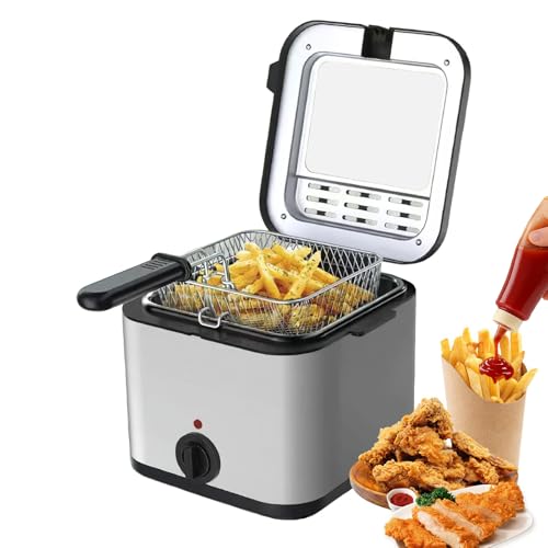 Friteuse Électrique 2.5L,Friteuse Huile 1000 W,Acier Inoxydable,Avec Panier