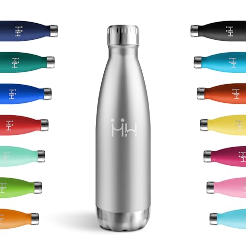 Borraccia Termica 500ml, Borraccia Acciaio Inox Riutilizzabile, Senza BPA, Doppio Isolamento, Bottiglia Acqua Per Scuola, Ufficio, Viaggi, Sport