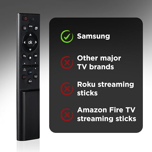 UltraPro Samsung TV Remote Control Replacement, Universal Samsung Remote Control for Smart TV, Direct Replacement, Streaming Hotkeys, Black, 84007 - 4