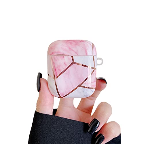 Cocomii Marble Airpods Case - Geometric Marble - Slim - Lightweight - Glossy - Shiny Reflective Streaks - Minimalist Luxury Aesthetic Cover Compatible With Apple Airpods (Light Pink) #TOP8