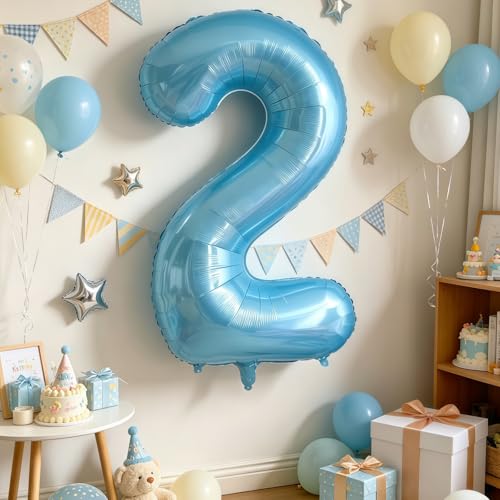 Image of Pastel Blue 3 Balloon Number, Light Blue 3 Balloons for Birthday Party | Number 3 Balloon,40 Inch,Pastel Blue,Helium-fillable,3 Foil Mylar Balloons,for Birthday Party Anniversary Decorations
