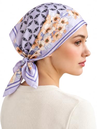 Image of Ravaiyaa - Attitude is everything Women Printed Silk Bandana 21 x 21 Inch Square Headband & Hair Wrap, Soft & Versatile | Fashion Neck Wrap