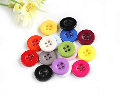 Ganssia 5/8 Inch (15Mm) Mix 15 Colors Buttons For Sewing 4 Holes Resin Button For Crafts Scrapbooking Pack Of 300 Pcs With Box (Each Color 20 Pcs) #TOP5
