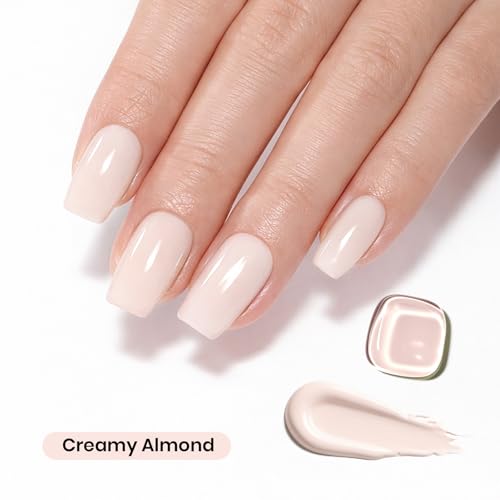 Image of Beetles Nude Gel Nail Polish - Creamy Almond 15ML /0.51Fl Oz, Nude Gel Polish, Color-Matched Bottle, Soak-Off UV LED, Long-Lasting Holiday Nails Art for DIY Beginners & Salon Pros