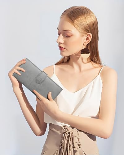 Image of FEDUS Leather Premium Long Currency Holder,Passport Holder for Unisex, Wallet with Card Holder,Id Card,Ticket,Currency,Boarding Pass Slots RFID Protected Travel Accessories Organiser,Grey