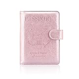 Passport Holder Case, ACdream Protective Premium Leather RFID Blocking Wallet Case for Passport,Rose Gold