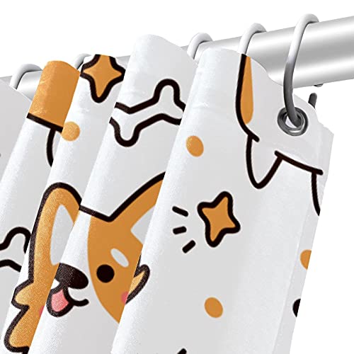 Rideau de douche Corgi avec motif os de chien étanche - 6
