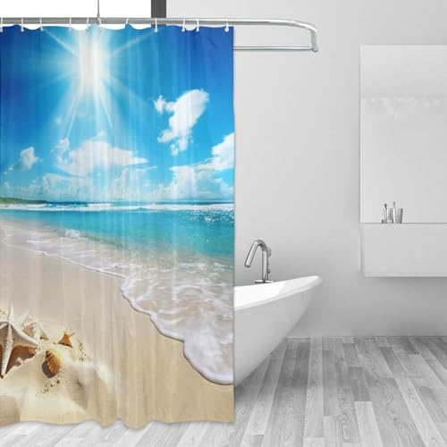 Rideau de douche de qualité supérieure étanche motif plage d'été - 4