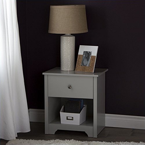 Home Square 3 Piece Modern Bedroom Furniture Set - 6 Drawer Double Dresser for Bedroom/Small Nightstand with Drawer and Shelf - Set of 2 / Light Grey - Thumbnail 3