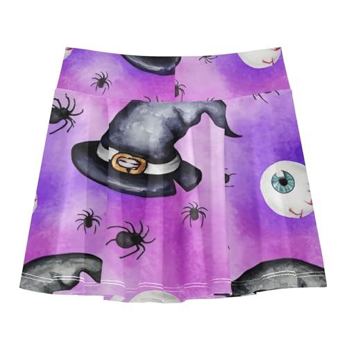 Floral Athletic Shorts Girls Skorts Skirts with Shorts Teen Cheer Halloween Witch Hats Purplel 4t2
