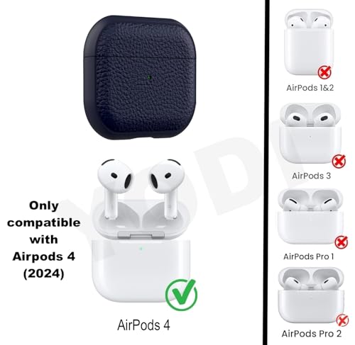 Image of YODI Case Cover for Airpods Pro|Pro 2|Airpods Pro 3|Airpods 4 Pouch, Silicone Cases with Cleaner Kit 360 Drop Protection,Shock-Resistant ((Leather-Blue), Airpods 4)