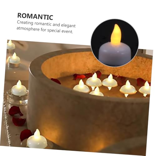 12 Velas flotantes LED impermeables de plástico blanco con batería para decoración 5