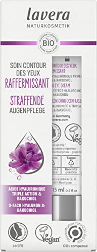 lavera Cuidado de los ojos reafirmante, antiedad, cosmética natural, ingredientes vegetales orgánicos, bakuchiol y ácido hialurónico, vegano, estompe las arrugas, 15 ml