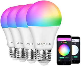 Lepro Inteligentna lampa, Wi-Fi, E27, WiFi, 9 W, 806 lm, inteligentna, wielokolorowa, ściemniana, 2700-6500 K, sterowanie za pomocą aplikacji, kompatybilna z Alexa Echo, Google Home, 4 sztuki