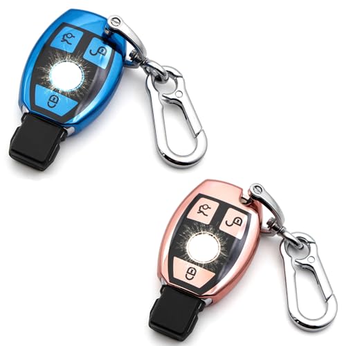 Coque de clé en TPU souple Mercedes contre rayures et chocs bleu rose