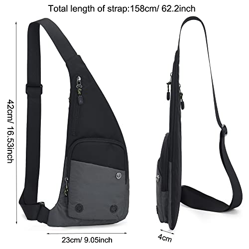Armadio Waterproof Messenger Bag Sling Backpack Crossbody Shoulder Bag Travelling Hiking Daypack (Black) #TOP3