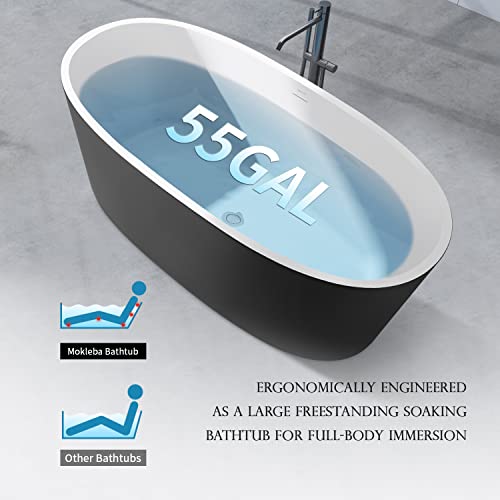 Image of 59 inch Lucite Acrylic Freestanding Bathtub, Columnar Shape Contemporary Soaking Tub with Toe-tap Chrome Center Drain, Slotted Overflow, cUPC Certified, 37Grey