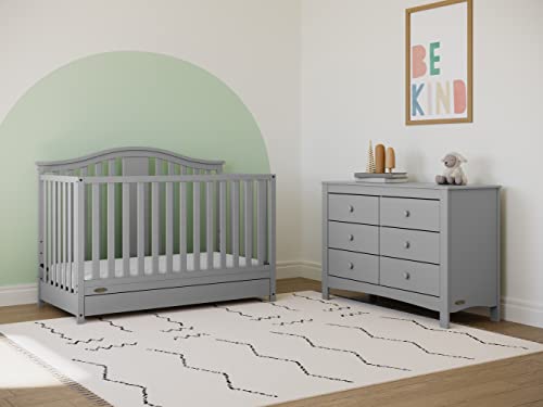 Graco Solano 4-In-1 Convertible Crib With Drawer (Pebble Gray) – Greenguard Gold Certified, Crib With Drawer Combo, Includes Full-Size Nursery Storage Drawer, Converts To Toddler Bed And Full-Size Bed #TOP1