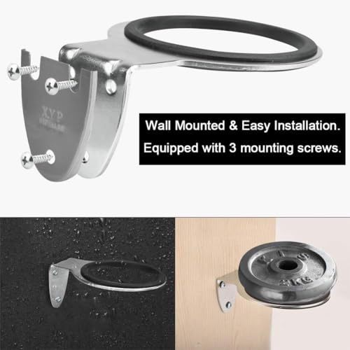 Image of Stainless Steel Hair Dryer Holder, Wall Mount, Silver | Drill-Mounted Blow Dryer Rack With Protective Ring For Compatible Hair Dryers In Bathrooms, Cabinets, Salons And Barbershops