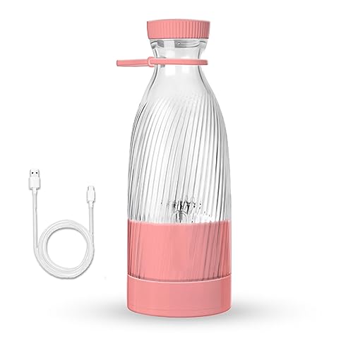 Botella De Batidora Electrica, 500 Ml, DiseñO De 6 Cuchillas Blender, Carga Usb PortáTil InaláMbrica Vaso Batidor, Adecuado Para Viajes, Al Aire Libre, Coche,Pink