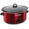 Crock-Pot Large 7 Quart Capacity طعام كهربائي متعدد الاستخدامات طباخ بطيء المنزل الطبخ جهاز المطبخ مع وعاء سيراميك قابل للإزالة ، أحمر