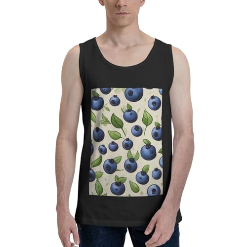 FSCEV Blueberry Pattern03 Débardeur pour homme Idéal pour la gym et l'entraînement quotidien, Noir , XXL