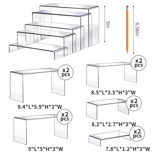 Acrylic Display Risers Set (10 pcs) for Perfume, Funko Pops, Jewelry & More