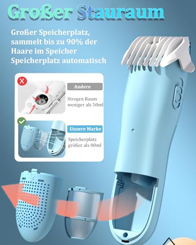 ENSSU Vakuum-Haarschneider für Kinder, wiederaufladbare Vakuum-Haarschneider mit 2 Modi für Kinder/Herren, wasserdichte Haarschneidemaschine Trimmer schnurloser Haarschneide-Set (Vakuum Version)