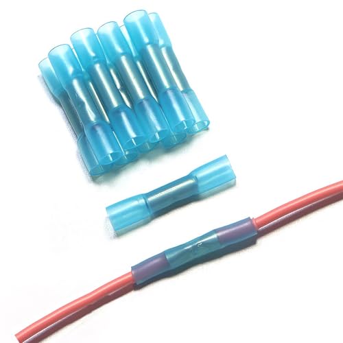 20 Pcs Cosse Thermoretractable BHT1.25,Connecteur Gaine,Raccord Electrique(16–22 AWG) Domino Etanche, Cable Robot Tondeuse,Automobile-bleu, Twist, Cuivre