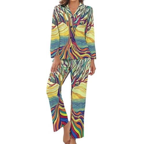 Pyjama femme ouvert devant à boutons ensemble confortable pour la nuit