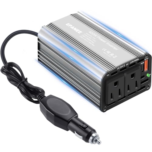 Image of 400W Power Inverter 12V DC to 110V AC, Car Charger Plug in Adapter Outlet with PD 65W USB-C&QC 18W Port, Portable Power Converters for Laptop