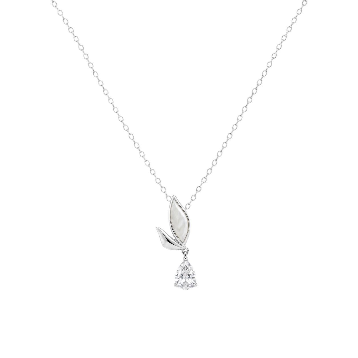 Elegant Leaf Design Pendant Necklace with Crystal Drop | Minimal Chain Jewellery for Women & Girls | Daily Wear & Gift-image-48