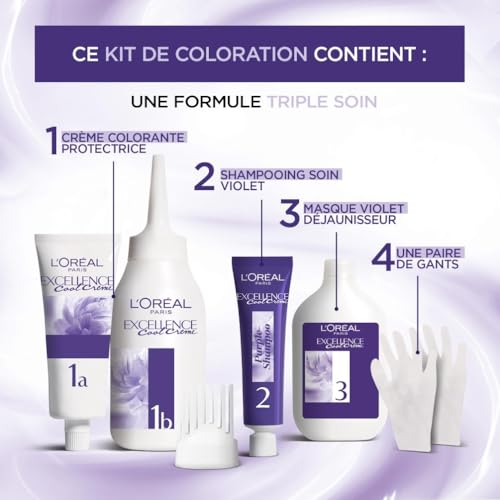 Coloration Permanente 4.11 Châtain Ultra Cendré Triple Soin Anti reflets Jaunes Excellence Cool Crème 'oreal Paris La Boîte De Coloration - vue 7