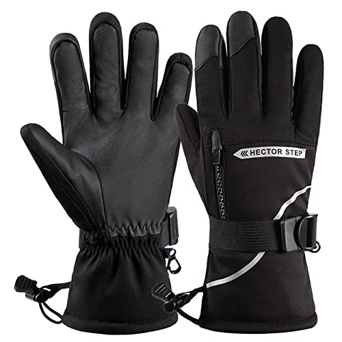 Skihandschuhe Herren Schwarz, wasserdichte und Winddichte Winterhandschuhe, Kälteschutz in Winterzeit, Leicht und Strapazierfähig, Geeignet für Outdoor-Sport wie Skifahren und Radfahren Cover