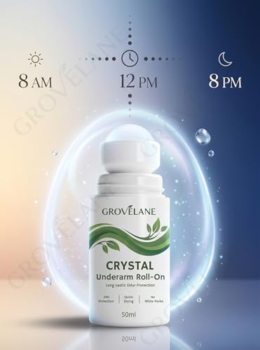 Image of Crystal Underarm Roll On with Aloe Vera | Natural Alum | Brightens Dark Underarms, Kills Bacteria | Reduces Pigmentation, 0% Alcohol & 0% Aluminium | Men & Women (PACK OF 1)