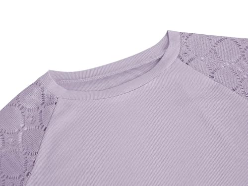 Image of Apbondy Girls Long Sleeve Shirts Lace Crewneck Blouses 5-14 Years