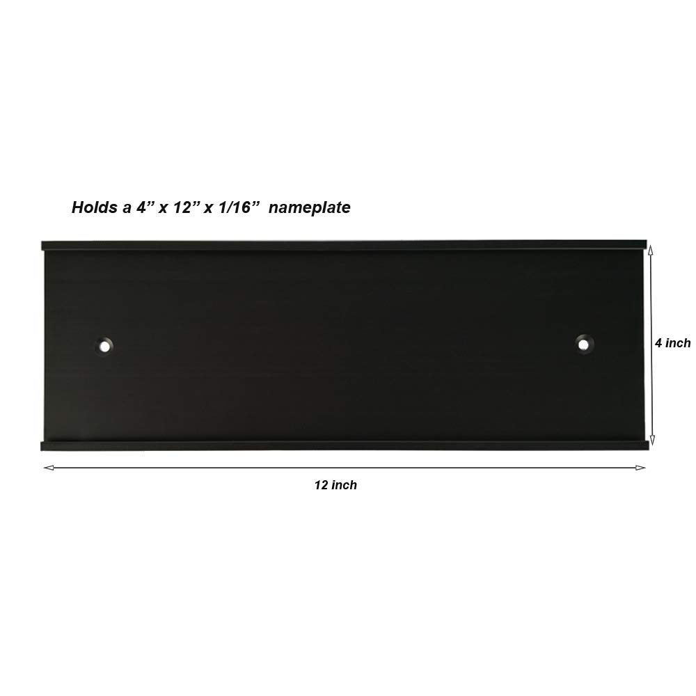 NEMOCI 4 x 12 x 1/16 inch Wall Mount Nameplate Holder (Black)